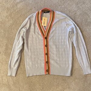 Propaganda Agency Light Gray Cardigan with Colorful Trim
